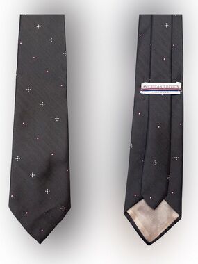 Vintage Black Micro-Dot Silk Tie